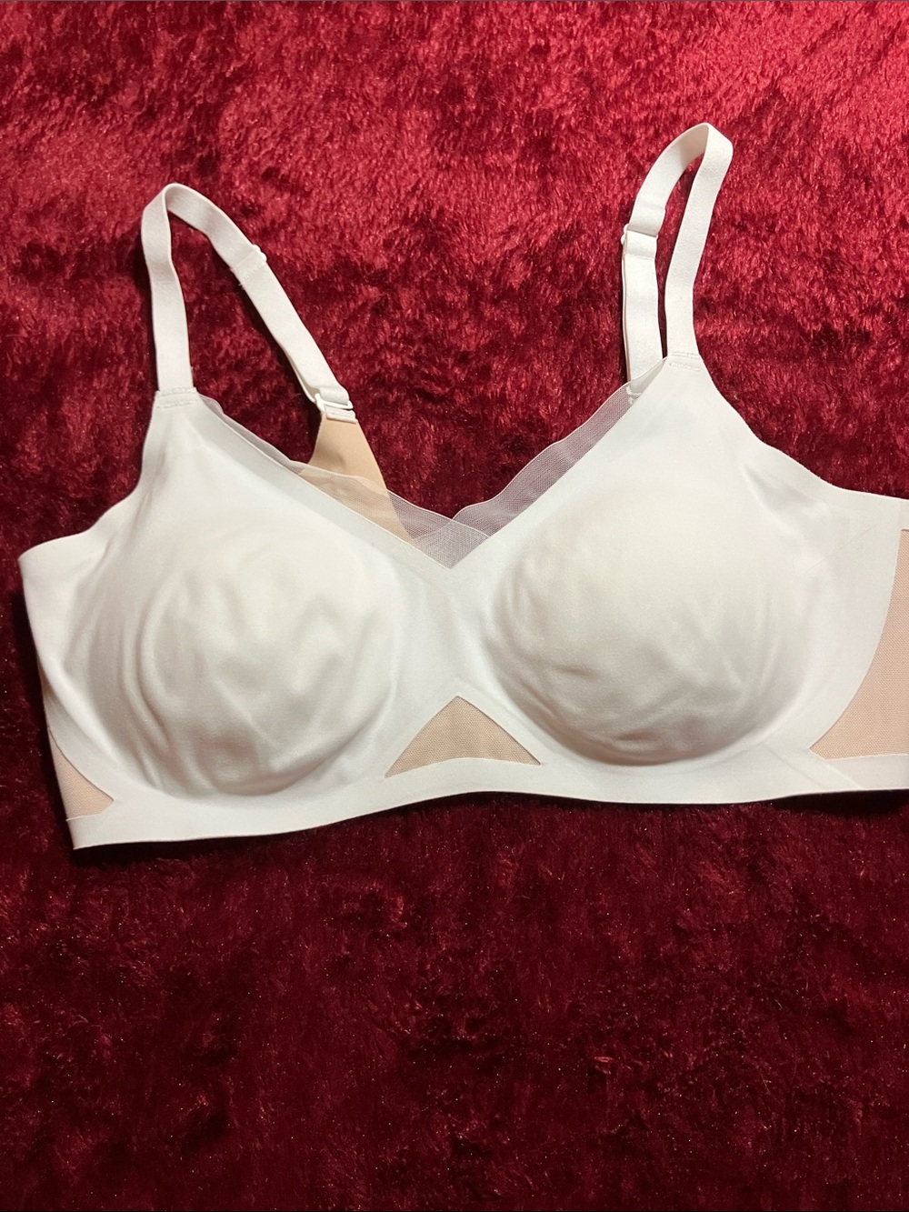 Honey Love Womens Nude Crossover Bra Size L Supportive Full Coverage Stretch